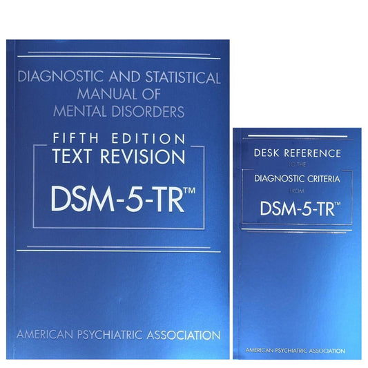 DSM-5-TR Fifth Edition Text Revision and DSM-5-TR Desk Reference books by American Psychiatric Association