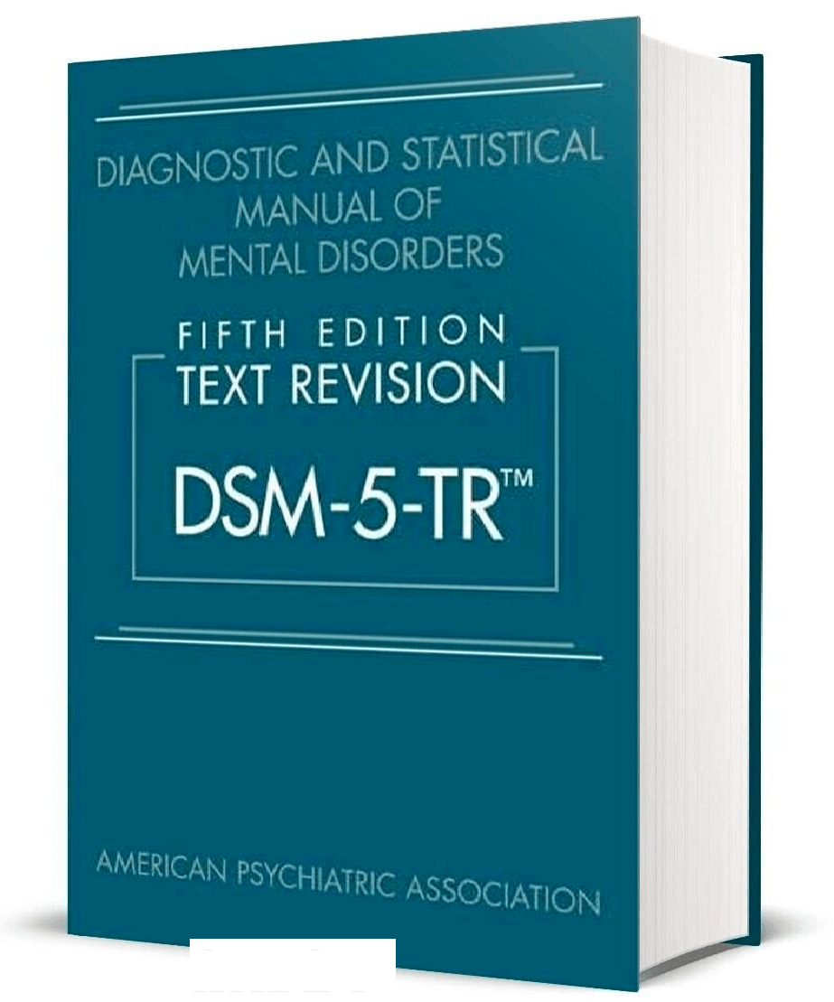 Blue hardcover of DSM-5-TR Fifth Edition Text Revision Diagnostic and Statistical Manual of Mental Disorders