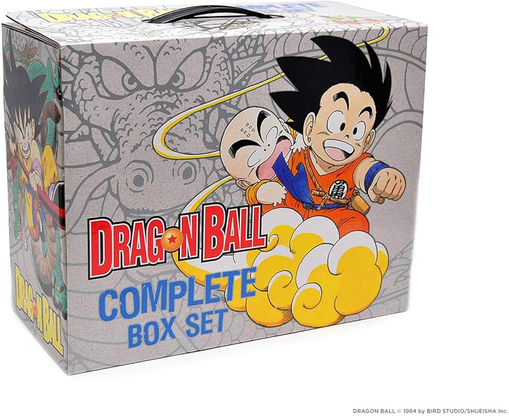 Dragon Ball complete box set with Goku and Krillin characters on flying cloud against Shenron dragon background