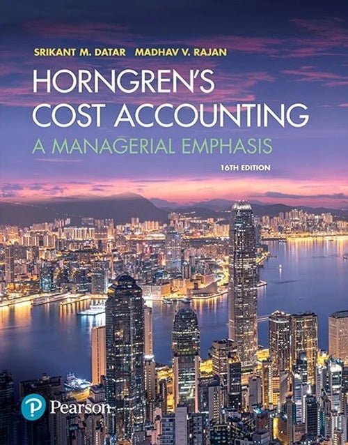 Cover of Horngren's Cost Accounting 16th edition book showing a city skyline at dusk with river and illuminated buildings