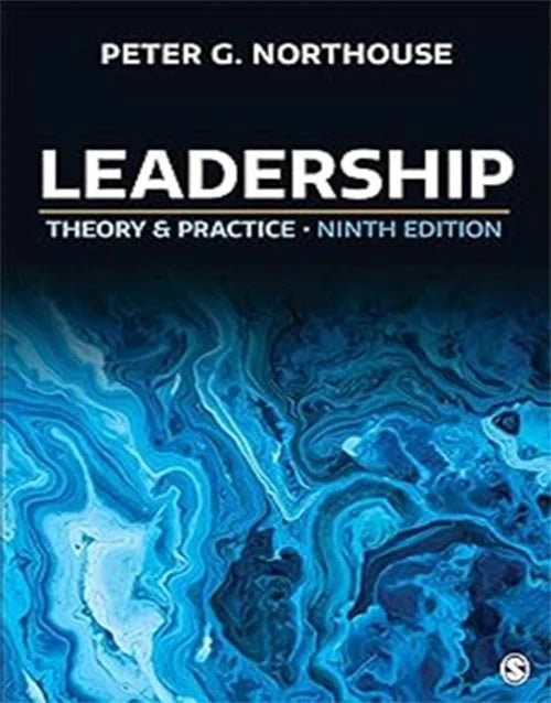 Book cover of Leadership Theory & Practice Ninth Edition by Peter G. Northouse with blue abstract design