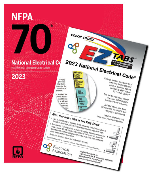 2023 NFPA 70 National Electrical Code book with EZ color-coded index tabs by Electrical Association