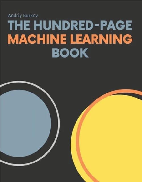Cover of The Hundred-Page Machine Learning Book by Andriy Burkov with graphic circles on dark background